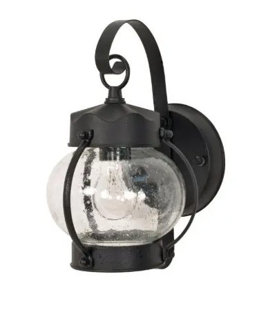 Nuvo 60-3459 Onion Outdoor Wall Fixture w/ Clear Seed Glass, Wattage 60W, 1 Light, Textured Black