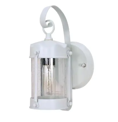 Nuvo 60-3460 Piper Outdoor Wall Fixture w/ Clear Seed Glass, Wattage 60W, 1 Light, White