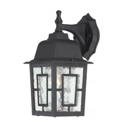 Nuvo 60-3486 12-in Banyan LED Outdoor Wall Lantern w/ Clear Water Glass, Wattage 100W, 1 Light, Textured Black