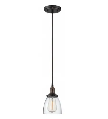 Nuvo 60-5504 Vintage Mini Pendant Light w/ 5.125" Wide Shade, Wattage 100W, Rustic Bronze