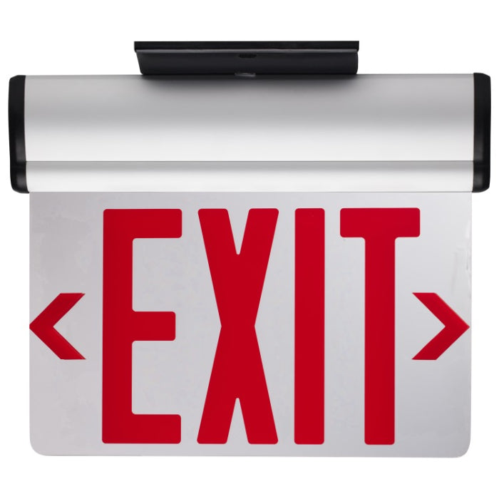 Nuvo 67-111 Red (Mirror) Edge Lit LED Exit Sign, 90min Ni-Cad backup, Voltage 120/277V, Dual Face, Top/Back/End Mount