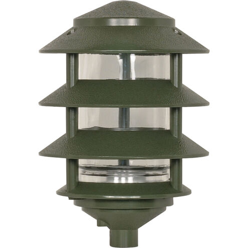 Nuvo SF77-324 Pagoda Garden Fixture, Small Hood, 1 Light, 3 Tier, Green Finish