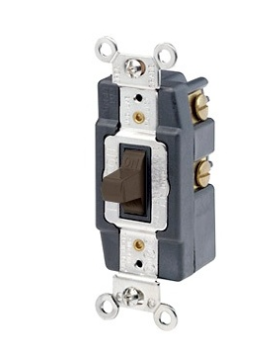 Leviton 1256 Single-Pole Toggle Switch, Quiet Switch, Extra Heavy Duty Spec Grade, 15A, Grounding, Brown