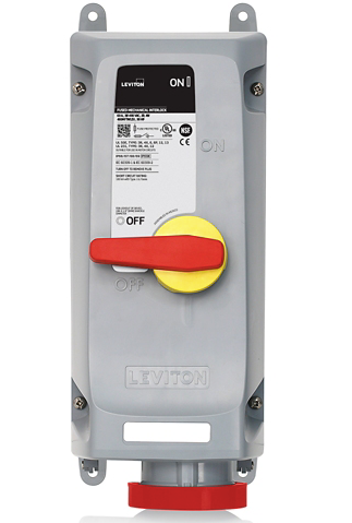Leviton 460MF7WLEV LEV Series IEC Pin & Sleeve Mechanical Interlock, 60 Amp, 480 Volt 3-Phase, 3P, 4W, Red Finish