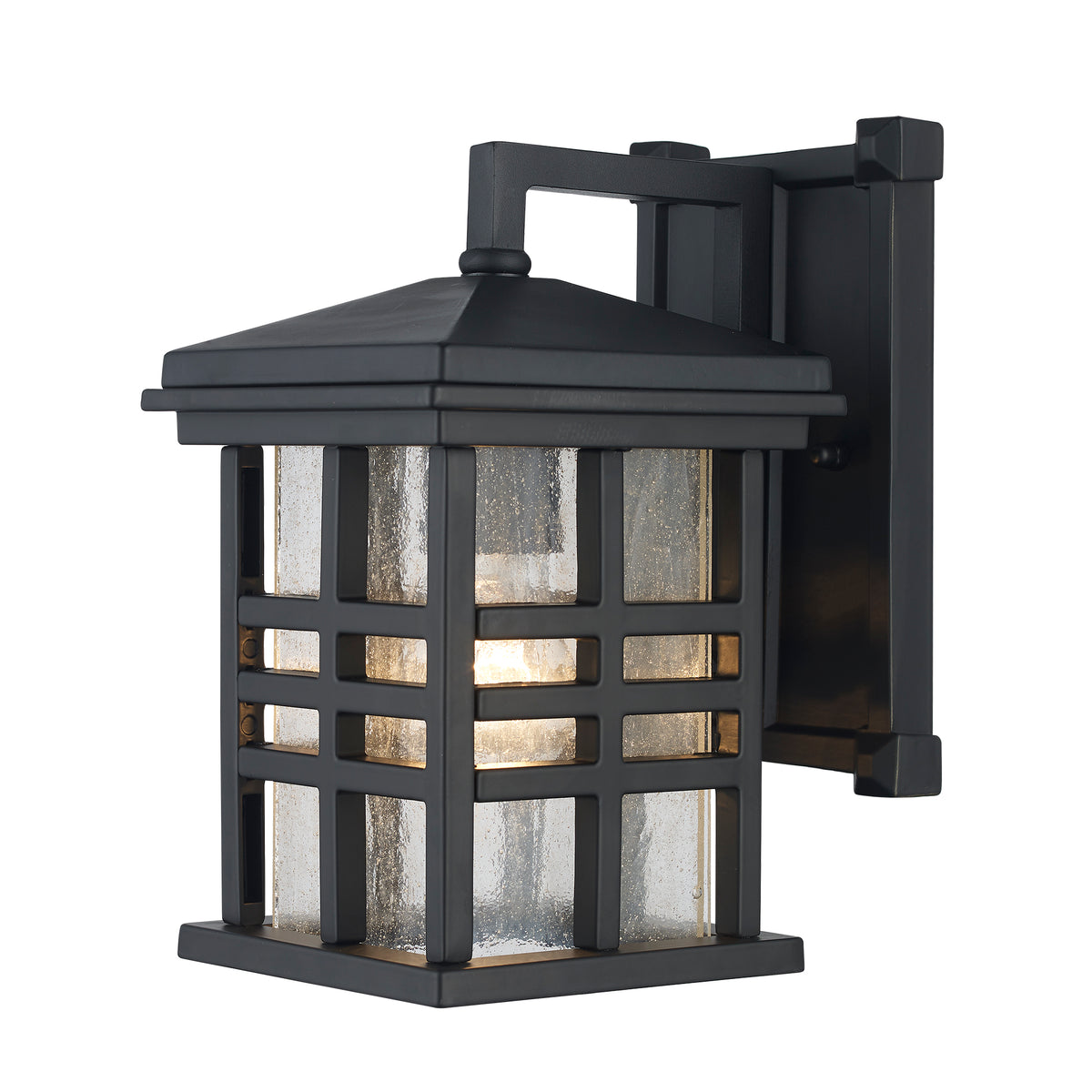 Trans Globe Lighting 4635 BK Huntington black seeded glass wall lantern angle view