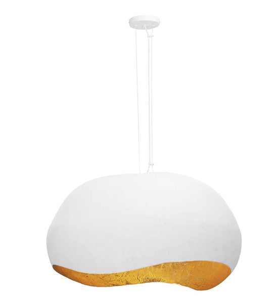 Eurofase Lighting 46438-027 Baleia 4 Light 36-inch Foil Pendant Ceiling Light White and Gold Finish