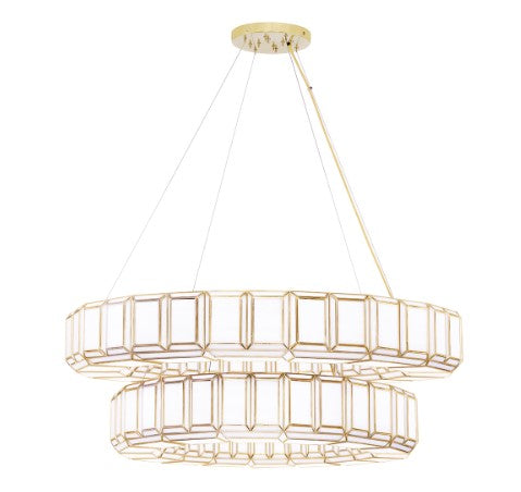 Eurofase Lighting 46626-011 Belmont 2-Tier 28 Light 48-inch Chandelier Ceiling Light Antique Brass Finish