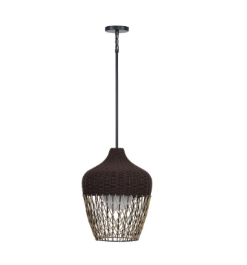 Eurofase Lighting 46634-016 Hannha 22" Ceiling Pendant Light, Khaki / Brown Finish