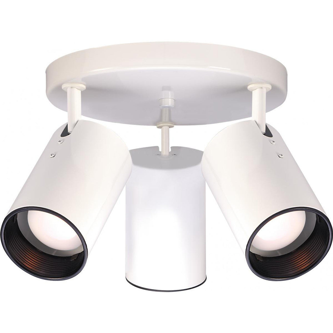 Nuvo SF76-416 3 Light Flush Mount Light Fixture, R20 Straight Cylinder, White Finish