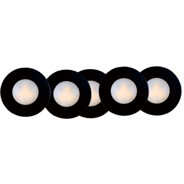 Lotus LED Lights 5P-AD108-4K-BK 1 Watt 1" Mini LED Puck Light Kit - 5 PACK - 4000K - 70 Lumens - 12V, Black