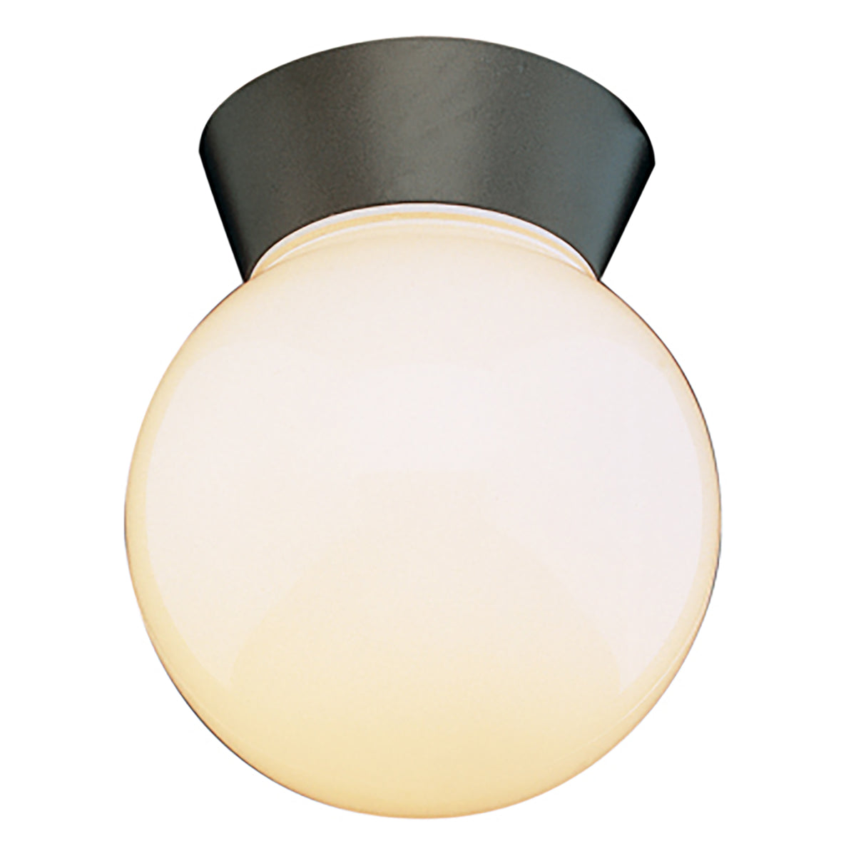 Trans Globe Lighting 4850 BK Pershing black outdoor flush mount ceiling light with opal globe