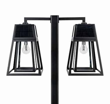 Gama Sonic 66B50002 Aria Solar Post Light, Double, Black Finish