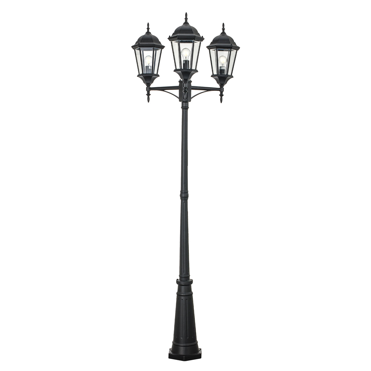 Trans Globe Lighting 4995 BK Classical 3 light black outdoor pole light