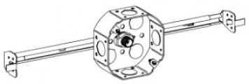 Orbit 4RB-50-BHA 4" Octagonal Electrical Box Cover, 1-1/2" Deep W/ 1/2" Knockouts & Adjustable Bar Hanger