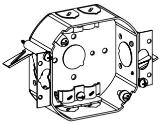 Orbit 4RB-NM-SG 4" Octagonal Electrical Box, 1-1/2" Deep W/ Non Metallic (NM) Clamps, Swing Bracket & Loom knockouts
