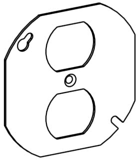 Orbit 4RC-DR 4" Octagonal Electrical Box Cover, Flat Duplex Receptacle Steel