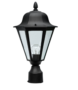 Dabmar Lighting GM132S-L9-27K-B LED Cast Aluminum Post Top Light, 86V-265V, E26, Color Temperature 2700k, Black Finish