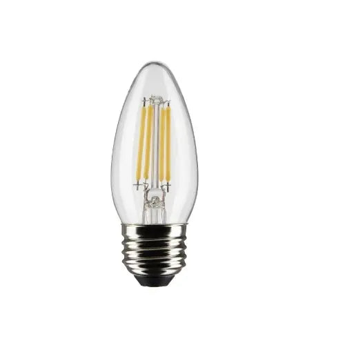SATCO S21291 LED B11 Bulb, Dimmable, E26, Wattage 5.5W, Lumens 500 lm, Voltage 120V, Color Temperature 4000K, Clear