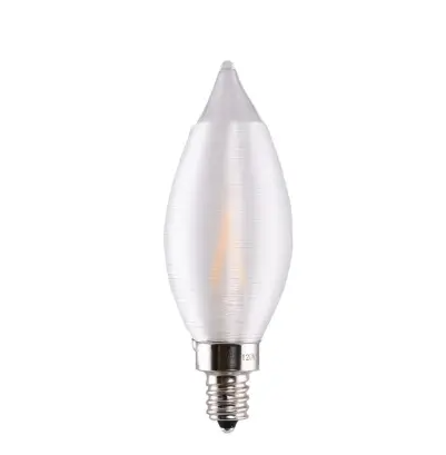SATCO S11300 LED CA11 Bulb, Dimmable, E12, Wattage 2W, Lumens 150 lm, Voltage 120V, Color Temperature 2700K, Spun Clear