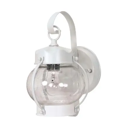 Nuvo 60-3457 Onion Outdoor Wall Fixture w/ Clear Seed Glass, Wattage 60W, 1 Light, White