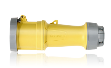 Leviton 3100C4WLEV LEV Series Pin and Sleeve Connector, Watertight, 100A, 125V 3-Phase, Yellow Finish