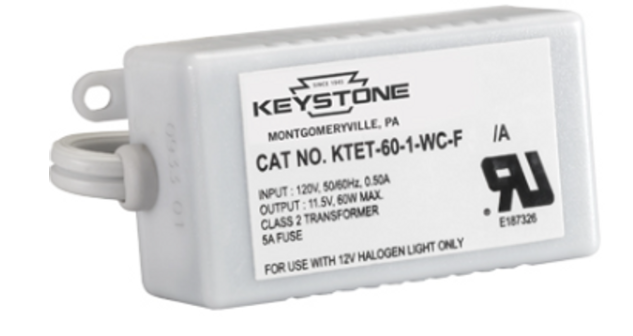 Keystone KTET-60-1-WC-F Low Voltage Step-Down Electronic Transformer, 60W 12V Non-Dimming