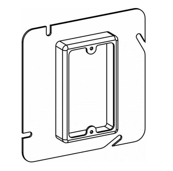ORBIT 51050 5 Inch Square Single Gang 0.5 Inch Raised Steel Device Ring 4-11/16