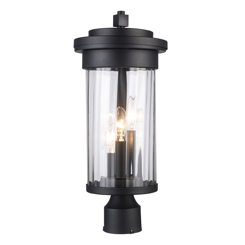 Trans Globe Lighting 51413 BK black post mount light side view