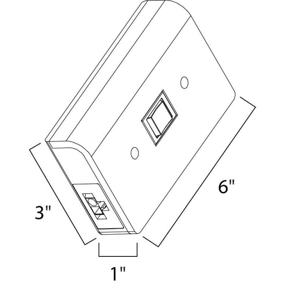 Maxim Lighting 53838BK CounterMax MX-LD-AC Junction Box Dimensions Diagram 6 x 3 x 1 inch