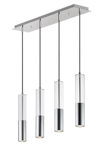 ET2 Contemporary Lighting E11004-24PC Torch Multi-Light LED Pendant, Color Temperature 3000K, 1,280 Lumens, Voltage 120V, Polished Chrome Finish