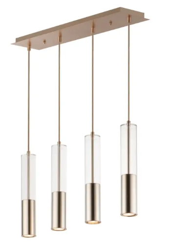 ET2 Contemporary Lighting E11004-24SBR Torch Multi-Light LED Pendant, Color Temperature 3000K, 1,280 Lumens, Voltage 120V, Satin Brass Finish