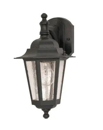 Nuvo 60-3475 13 in Cornerstone Wall Lantern w/ Clear Seed Glass, 1 Light, Wattage 60W, Textured Black