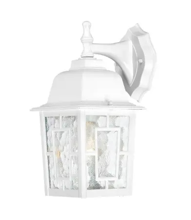Nuvo 60-3484 12-in Banyan LED Outdoor Wall Lantern w/ Clear Water Glass, Wattage 100W, 1 Light, White