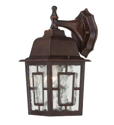 Nuvo 60-3485 12-in Banyan LED Outdoor Wall Lantern w/ Clear Water Glass, Wattage 100W, 1 Light, Rustic Bronze