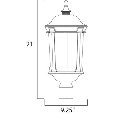 Maxim Lighting 55021CDBZ Dover Outdoor Post Lantern - Dimension Diagram 9.25 x 21 inches