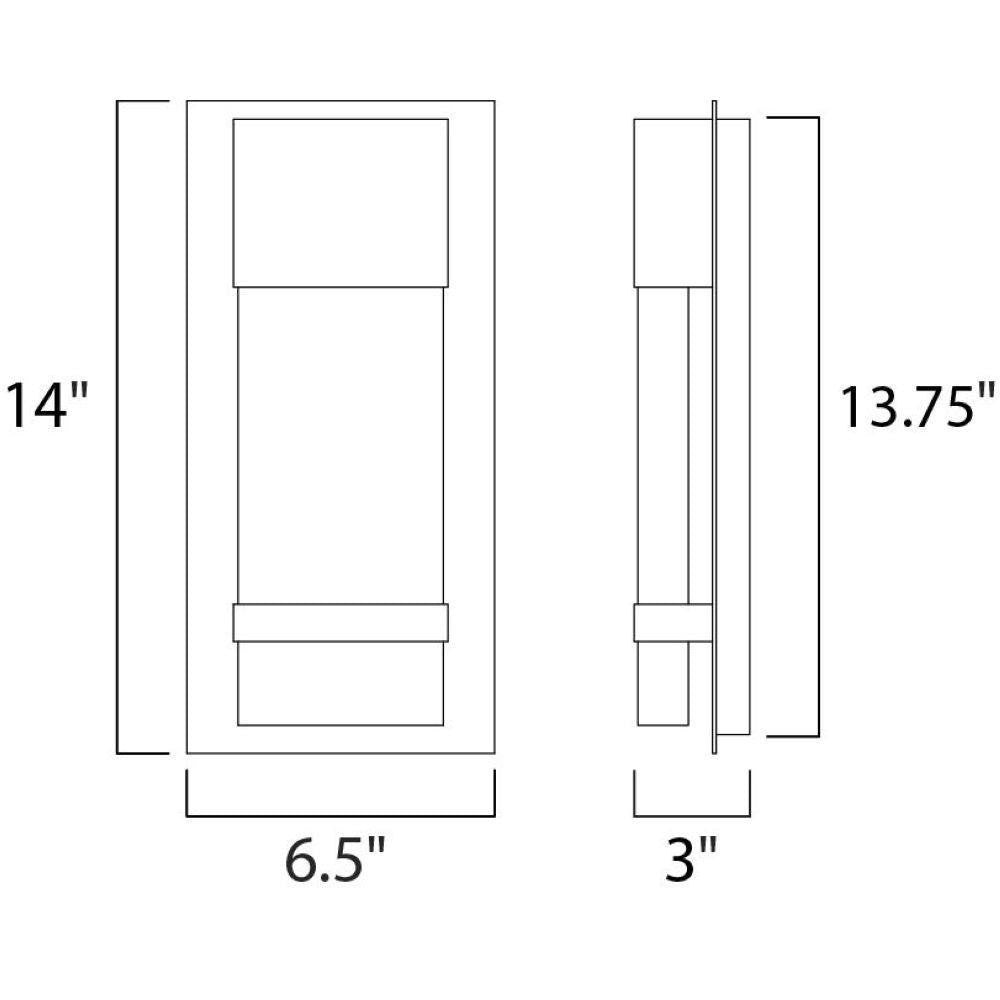 Maxim Lighting 55912BGBK Cascade Outdoor Wall Light Dimensions Diagram
