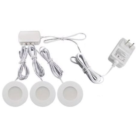 Lotus LED Lights 3P-AD107T-3K 2 Watt 3" Ultra Slim LED Puck Light Kit - 3 PACK - 3000K - 150 Lumens - 12V