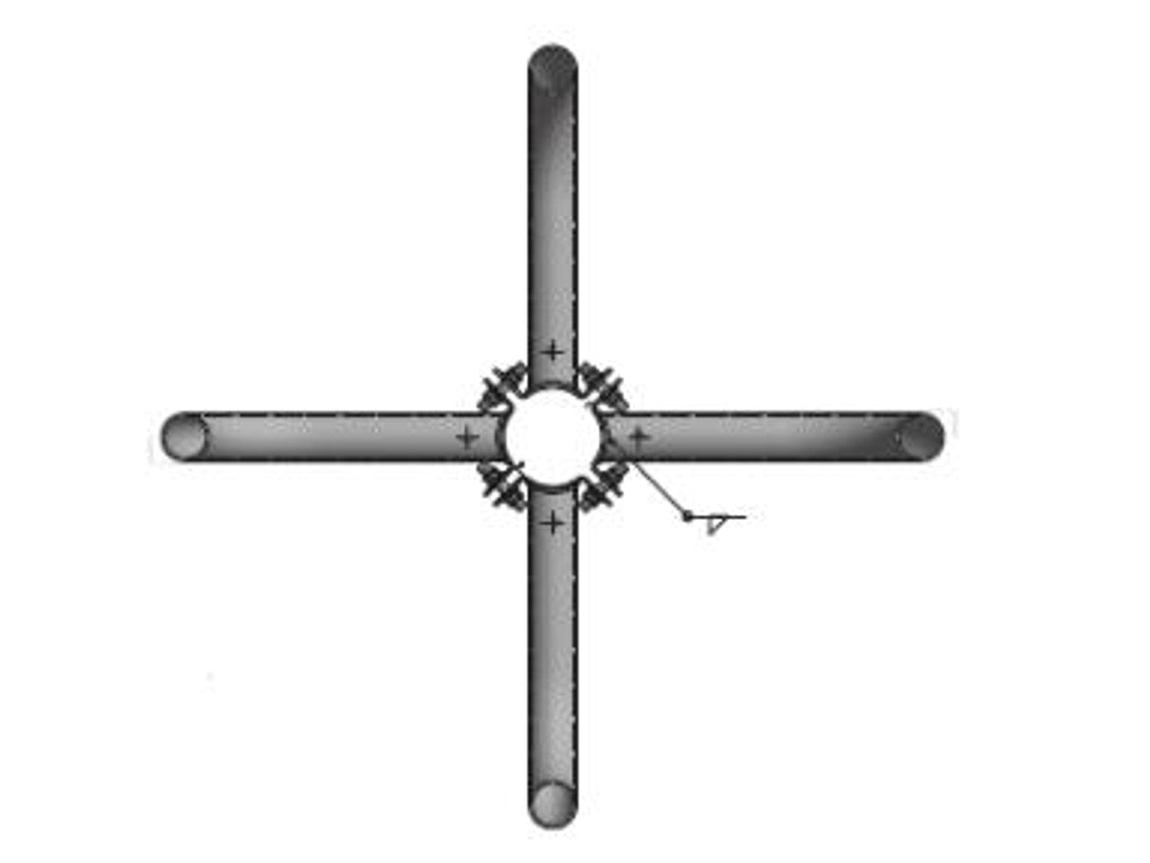 Maxlite PL-CB490-13B 10 In To 13 In Dia. Steel Collar Brackets, 4 Arms, 90 Degrees, Wood Poles, Bronze Finish
