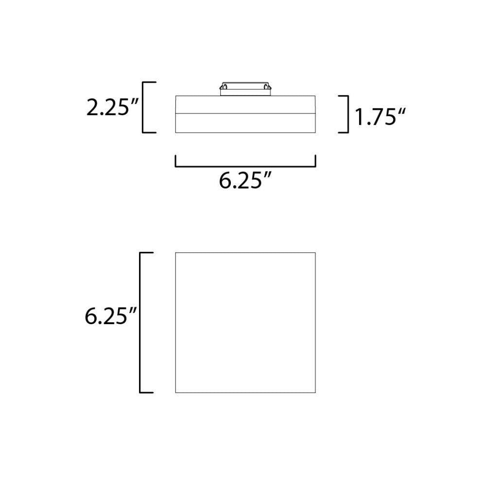 Maxim Lighting 57687CLFTPC Illuminaire II LED Square Flush Mount Ceiling Light Dimensions Diagram