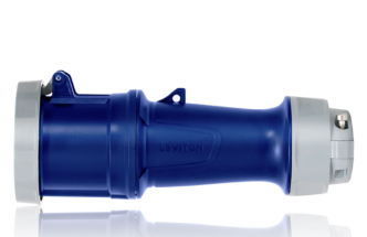 Leviton 4100C9WLEV 100A, 250V. 3-Phase, 3P, 4W, LEV Series Pin & Sleeve Connector, Watertight, Blue Finish