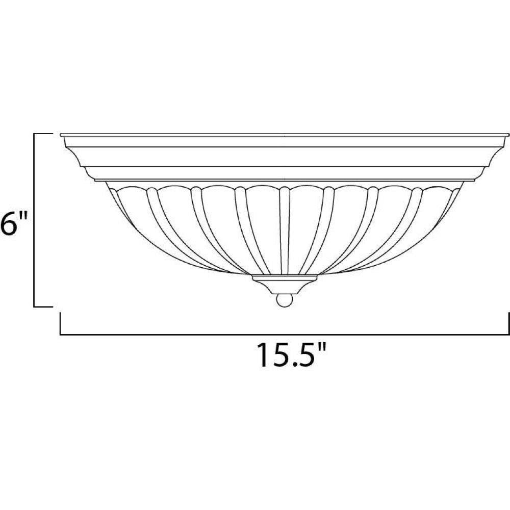 Maxim Lighting 5832FTBK Essentials 3 Light 15.5 Inch Black Flush Mount Ceiling Light Dimensions Diagram