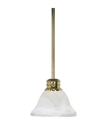 Nuvo 60-367 Empire LED Mini Pendant w/ Alabaster Glass, 1 Light, Polished Brass, Wattage 100W
