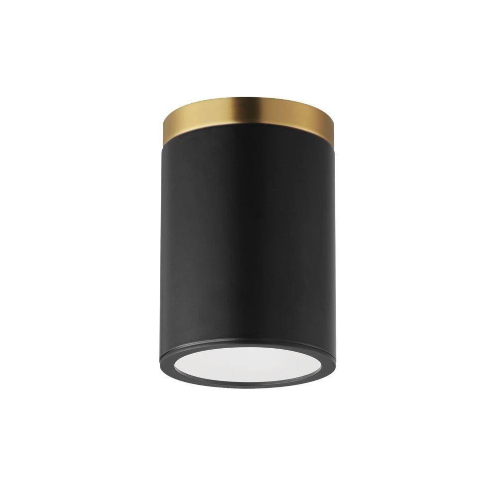 Maxim Lighting 59700WTBKAB Dapper 1 Light Semi-Flush Mount Black Antique Brass Ceiling Light - white background main view
