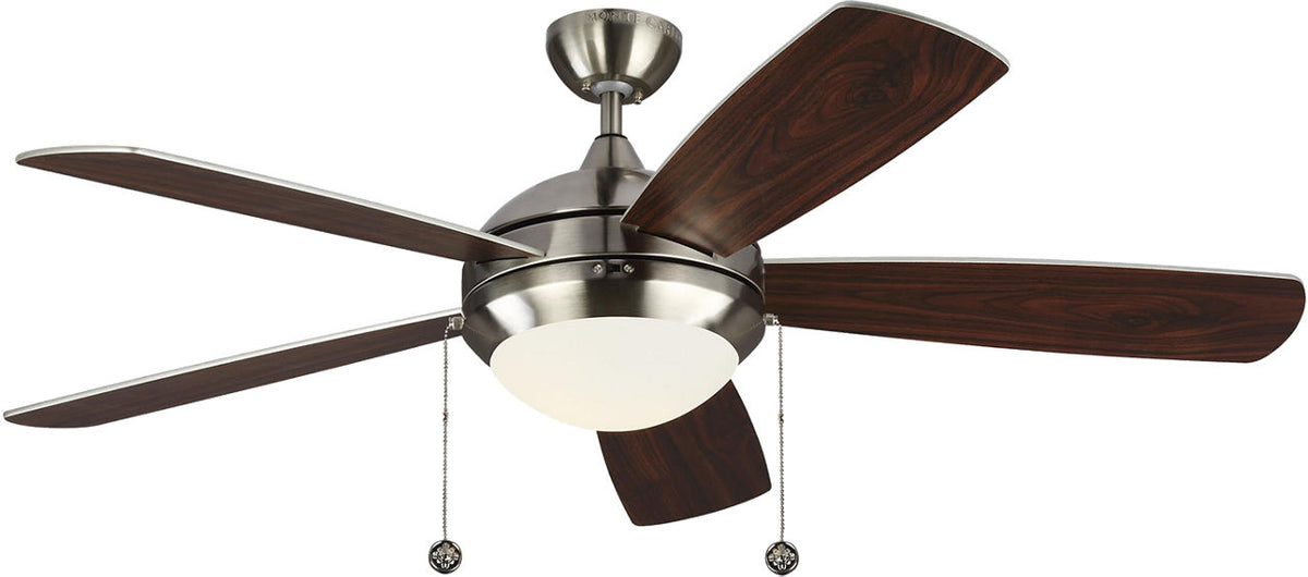Generation Lighting Discus Classic 52 52 inch Brushed Steel ceiling fan with silver and American walnut reversible blades
