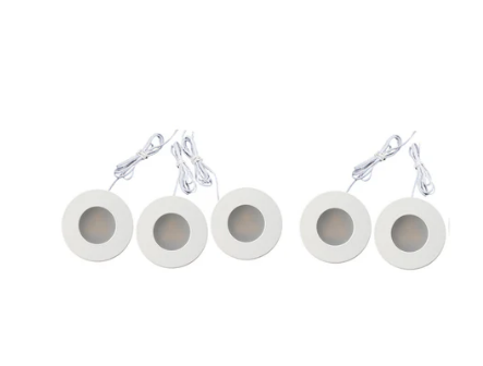 Lotus LED Lights 5P-AD108R-3K-WH 1 Inch Regressed Mini Puck LED 12V, 5 Pack with 3000K