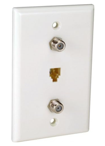Orbit WJ-64F2-I Smooth Wall Jack Comb 1-6P4C & 2-F Ivory