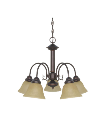 Nuvo 60-1251 Ballerina - 5 Light Chandelier with Champagne Linen Washed Glass - Mahogany Bronze Finish