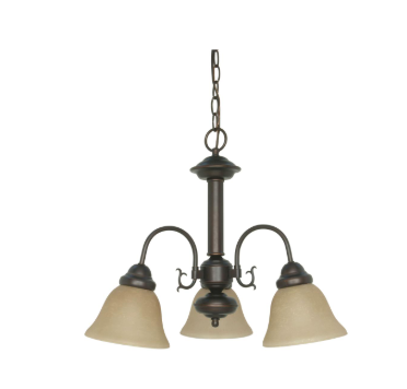 Nuvo 60-1252 Ballerina - 3 Light Chandelier with Champagne Linen Washed Glass - Mahogany Bronze Finish