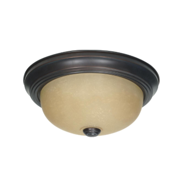 Nuvo 60-1255 2 Light - 11" Flush with Champagne Linen Washed Glass - Mahogany Bronze Finish