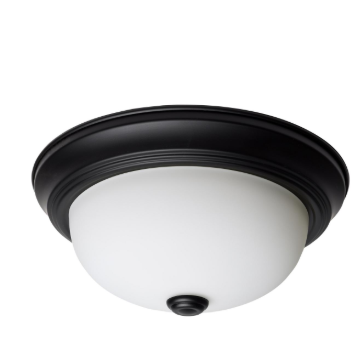Nuvo 60-127 2 Light; 11 Inch; Flush Mount; Matte Black Finish; Opal Glass